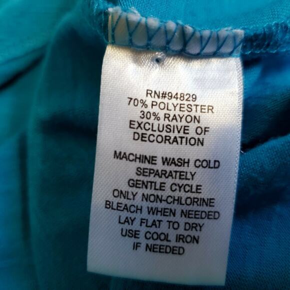 Allison Brittney Top Plus Size 3X Lace Back Teal Blue Button Tie Front Boho - Picture 8 of 12